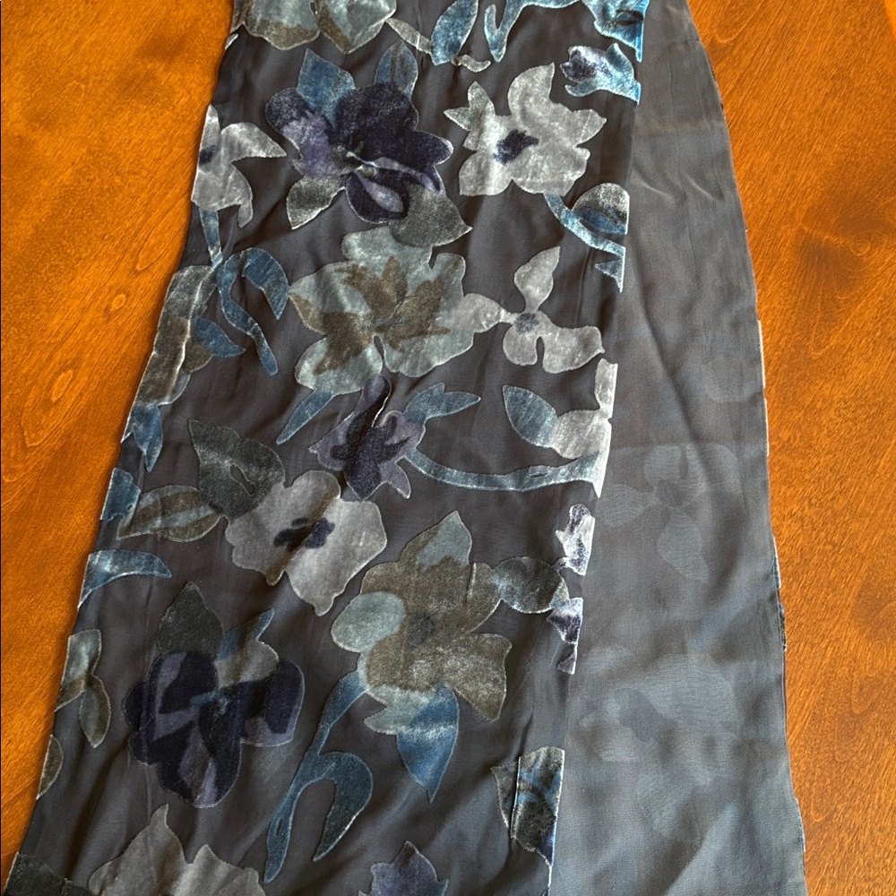 Elaine Gold Silk & Velvet Floral Scarf